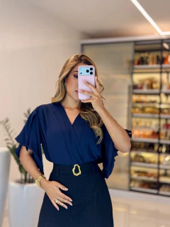 552 - Body crepe com poliamida | gola cruzada - Loja Boa Forma