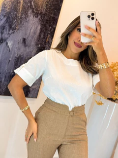 168 - Blusa linho | manga com botões - Loja Boa Forma