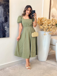 1129 - Vestido Viscolinho | Gola Quadrada - loja online