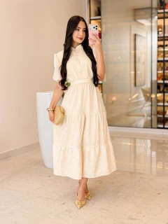 570 - Vestido Crepe | Bordado - loja online