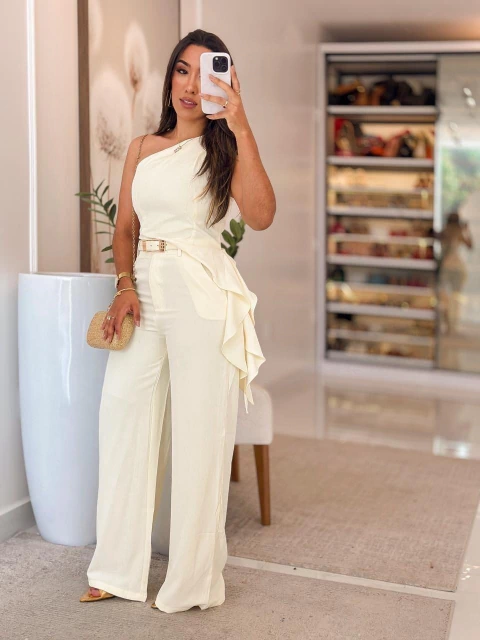 568 - Conjunto alfaiataria | Detalhe na lateral, Acompanha cinto - comprar online