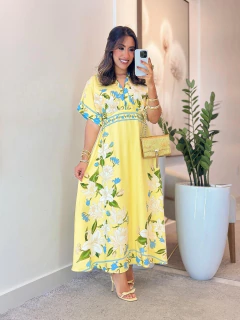 808 - Vestido Inspiração Farm | gola v - loja online