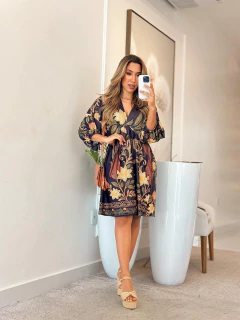 537 - Vestido poliamida | manga bufante, Inspiração Farm - Loja Boa Forma