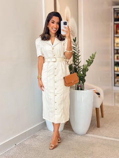 1001 - Vestido Tricoline | Botões - loja online