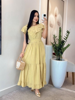 962 - Vestido Viscolinho | babado no busto