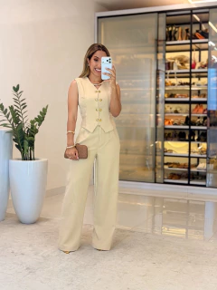 821 - Conjunto linho marrant | colete com botões - comprar online