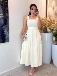 586 - Vestido algodão | elastec nas costas, acompanha o cinto - comprar online