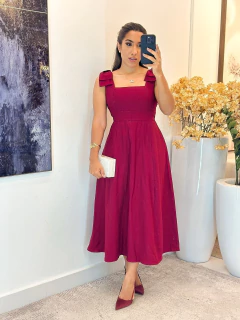 380 - Vestido linho | alça com laço