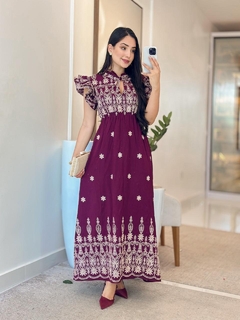 941 - Vestido linho | Detalhe na gola