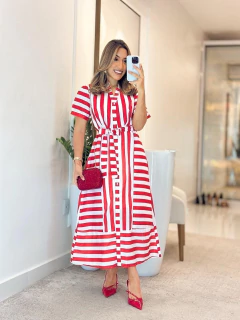 1064 - Vestido Linho Importado | Listrada - comprar online