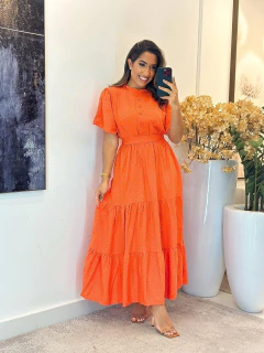 583 - Vestido viscolinho | Poá botões - comprar online