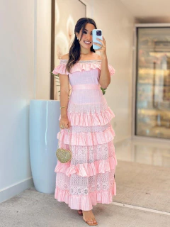 557 - Vestido linho com renda | estilo ciganinha