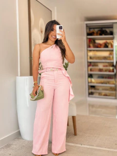 568 - Conjunto alfaiataria | Detalhe na lateral, Acompanha cinto - Loja Boa Forma