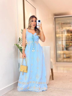 974 - Vestido linho | Indiano - loja online
