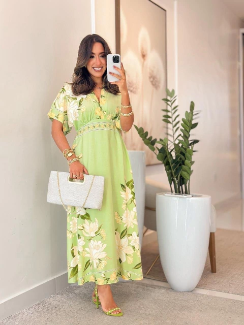 808 - Vestido Inspiração Farm | gola v - comprar online