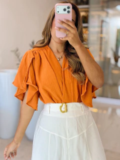 552 - Body crepe com poliamida | gola cruzada - comprar online