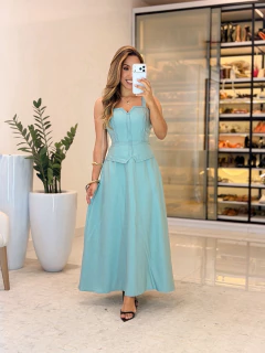 821 - Vestido linho | detalhes na costura, com elastano nas costas na internet