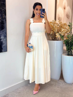 586 - Vestido algodão | elastec nas costas, acompanha o cinto na internet