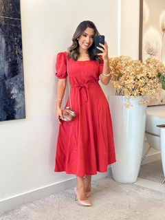 1129 - Vestido Viscolinho | Gola Quadrada - comprar online