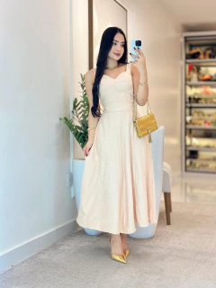 548 - Vestido linho | alça, acompanha o cinto na internet