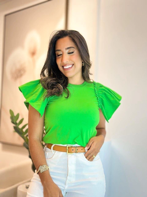 050 - Blusa Algodão | Babado na Manga - comprar online