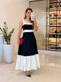 684 - Vestido linho marrant | duo collor - loja online