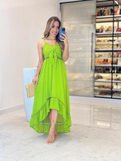 545 - Vestido musseline | alcinha detalhe em amarração - Loja Boa Forma