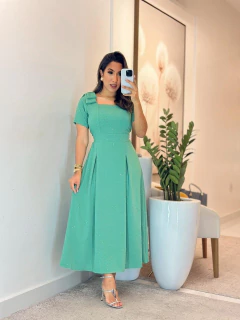 1159 - Vestido duna cravejado | detalhe laço na manga na internet