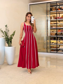 680 - Vestido linho | alça listrado - comprar online