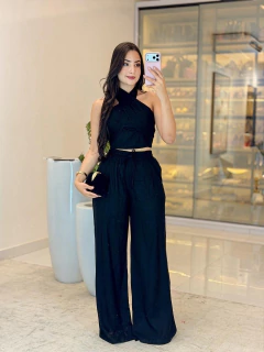 544 - Conjunto linho | com cropped de amarração - Loja Boa Forma