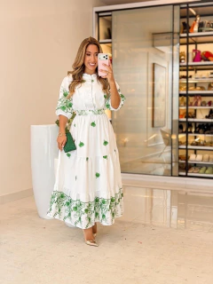 572 - Vestido Linho | Bordado lurex - comprar online