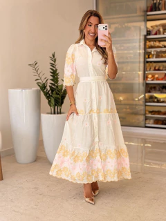 624 - Vestido Viscolinho | Bordado - loja online