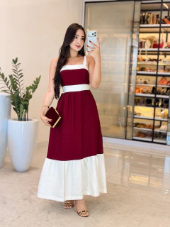 684 - Vestido linho marrant | duo collor - Loja Boa Forma