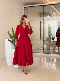 536 - Vestido viscolinho | detalhe botões - comprar online