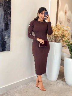 555 - Vestido tricô | Detalhes na lateral - comprar online