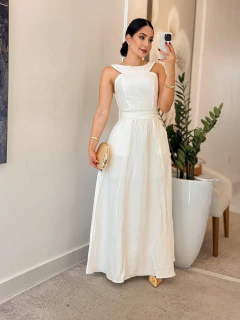 1010 - Vestido linho | Alça Canoa na internet