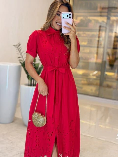 605 - Vestido tricoline | Bordado Botões na internet