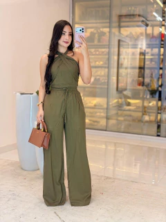 544 - Conjunto linho | com cropped de amarração - comprar online