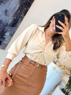 1074 - Blusa seda | Detalhe no busto - loja online