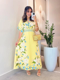 Imagem do 808 - Vestido Inspiração Farm | gola v