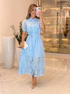 Imagem do 605 - Vestido tricoline | Bordado Botões