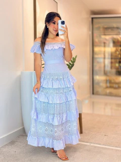 557 - Vestido linho com renda | estilo ciganinha na internet