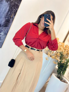 1074 - Blusa seda | Detalhe no busto - Loja Boa Forma