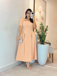 1159 - Vestido duna cravejado | detalhe laço na manga na internet