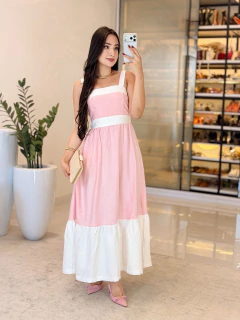 684 - Vestido linho marrant | duo collor