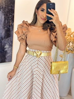 1121 - Cropped tricoline | Manga babado - comprar online