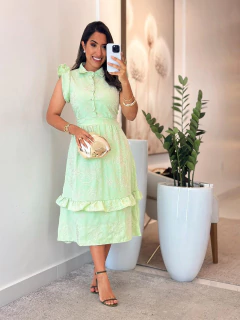 1013 - Vestido Bordado | Manga dois babados - comprar online