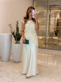 548 - Vestido seda | capa de guipir - comprar online