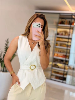 633 - Blusa Linho Marrant | Acompanha a faixa - loja online