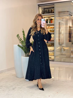 560 - Vestido duna cravejado | manga longa - loja online